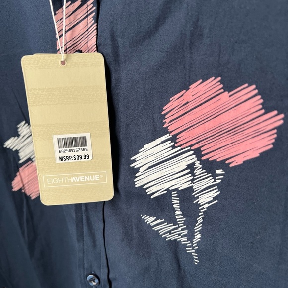 Eighth Avenue Men’s Navy Button Up Short Sleeve Shirt Size S & M NWT $39.99 - Picture 4 of 6